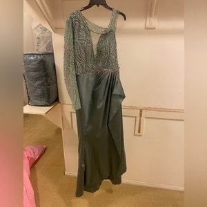 Olive/Green Satin Dress